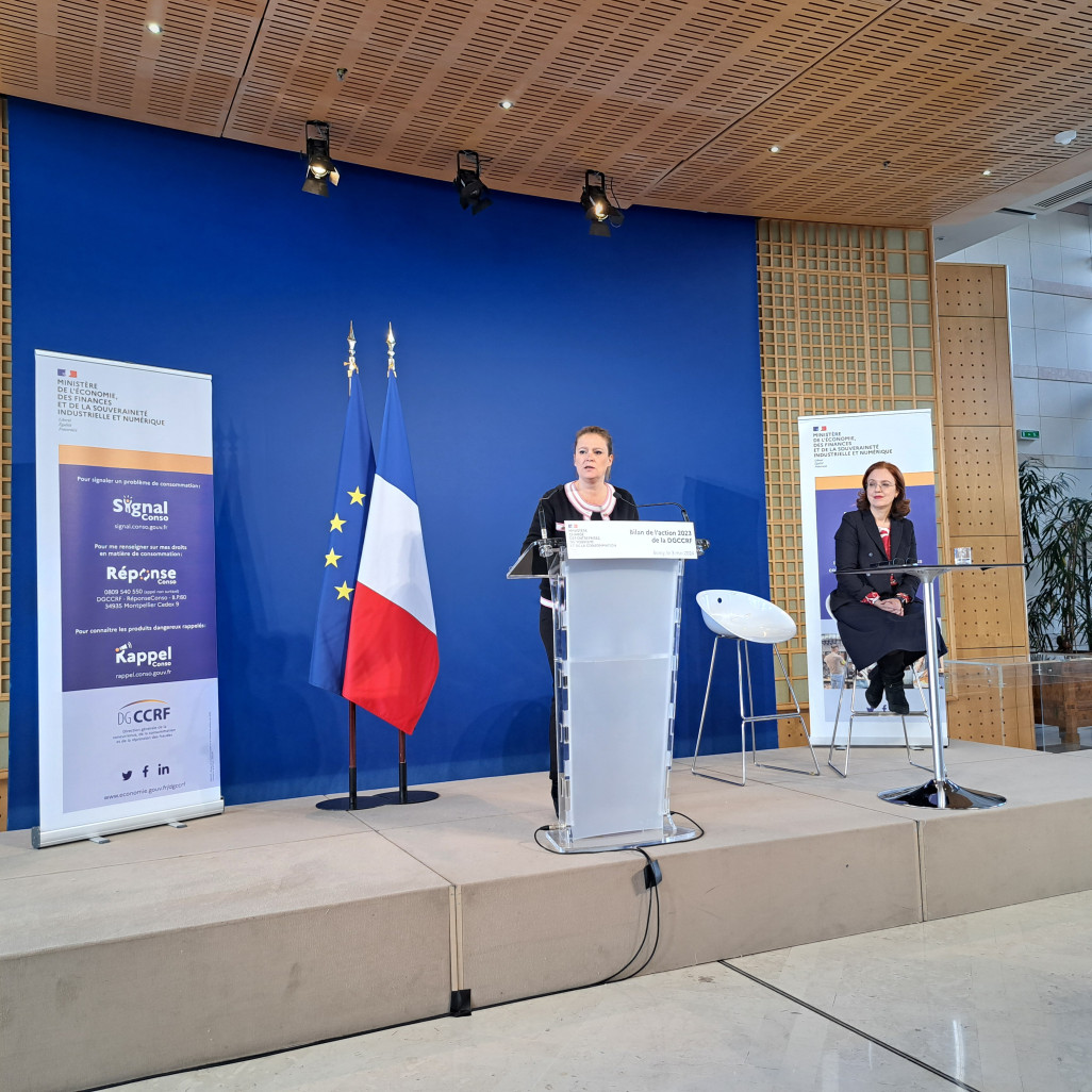 Sarah Lacoche, directrice générale de la Concurrence, de la consommation et de la répression des Fraudes (DGCCRF) présentait le bilan d'activité 2023 de cette administration du ministère de l’Économie. (c) Anne DAUBREE